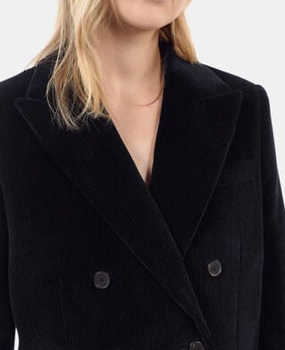 The Kooples FEMME BLACK veste tailleur en velours côtelé noir