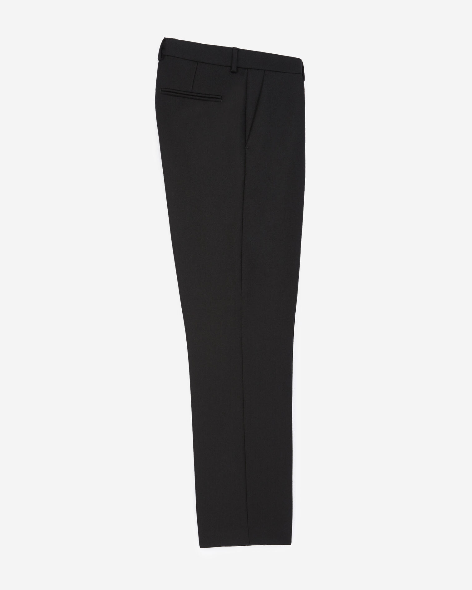 Pantalon laine noir détail cuir, BLACK, hi-res image number null