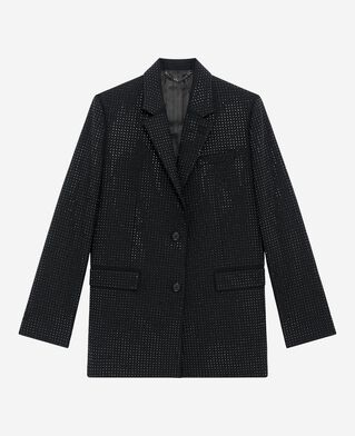 The Kooples DAMEN BLACK schwarze jacke mit strasssteinen