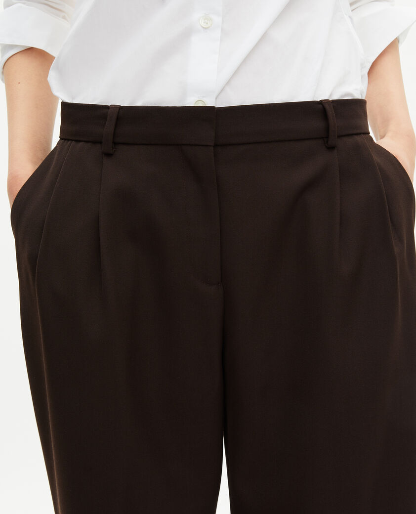 The Kooples DAMEN BROWN braune, ma&szlig;geschneiderte hose aus wollmischung mit weitem bein