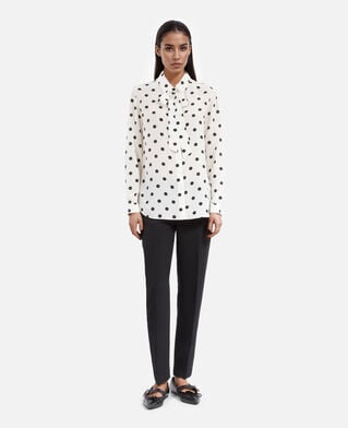The Kooples DAMEN WHITE / BLACK weißes seidenhemd mit punkten