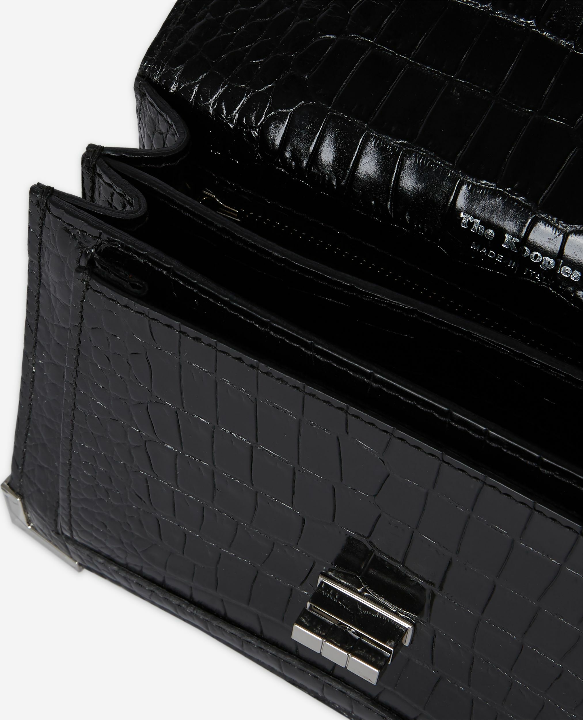 Emily small crocodile-effect bag in black leather | The Kooples US