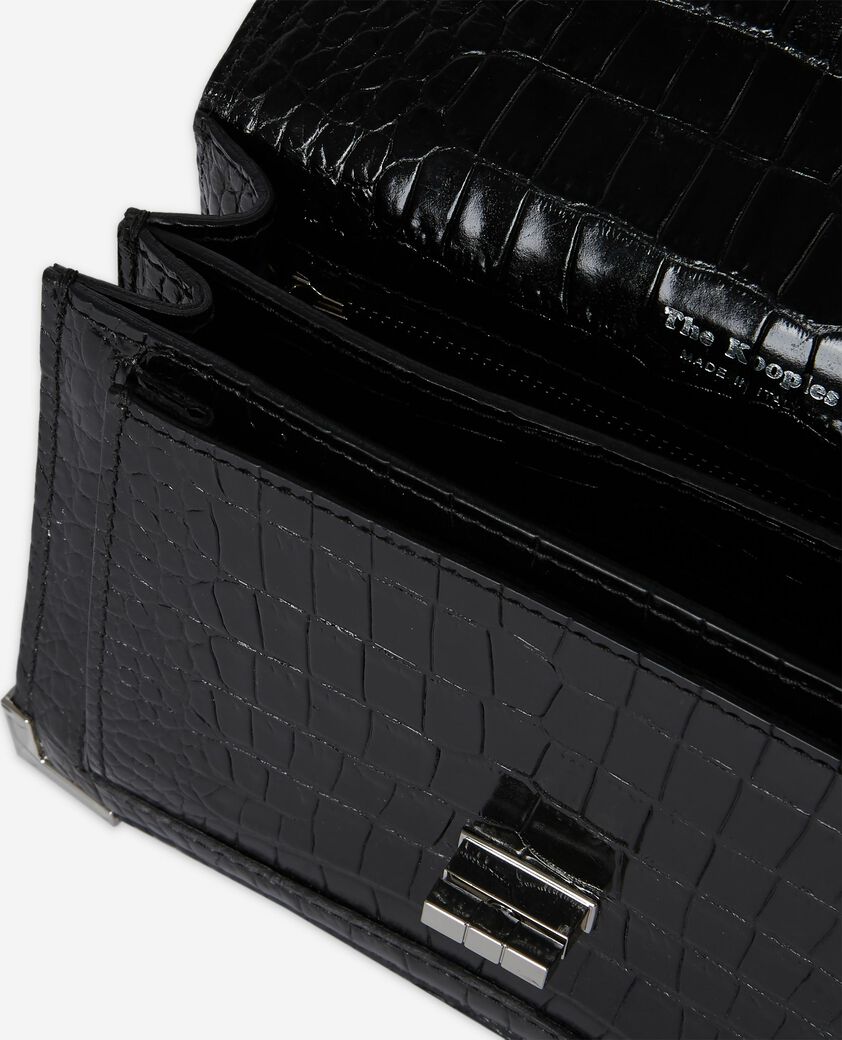 The Kooples WOMEN BLACK emily small crocodile-effect bag in black leather