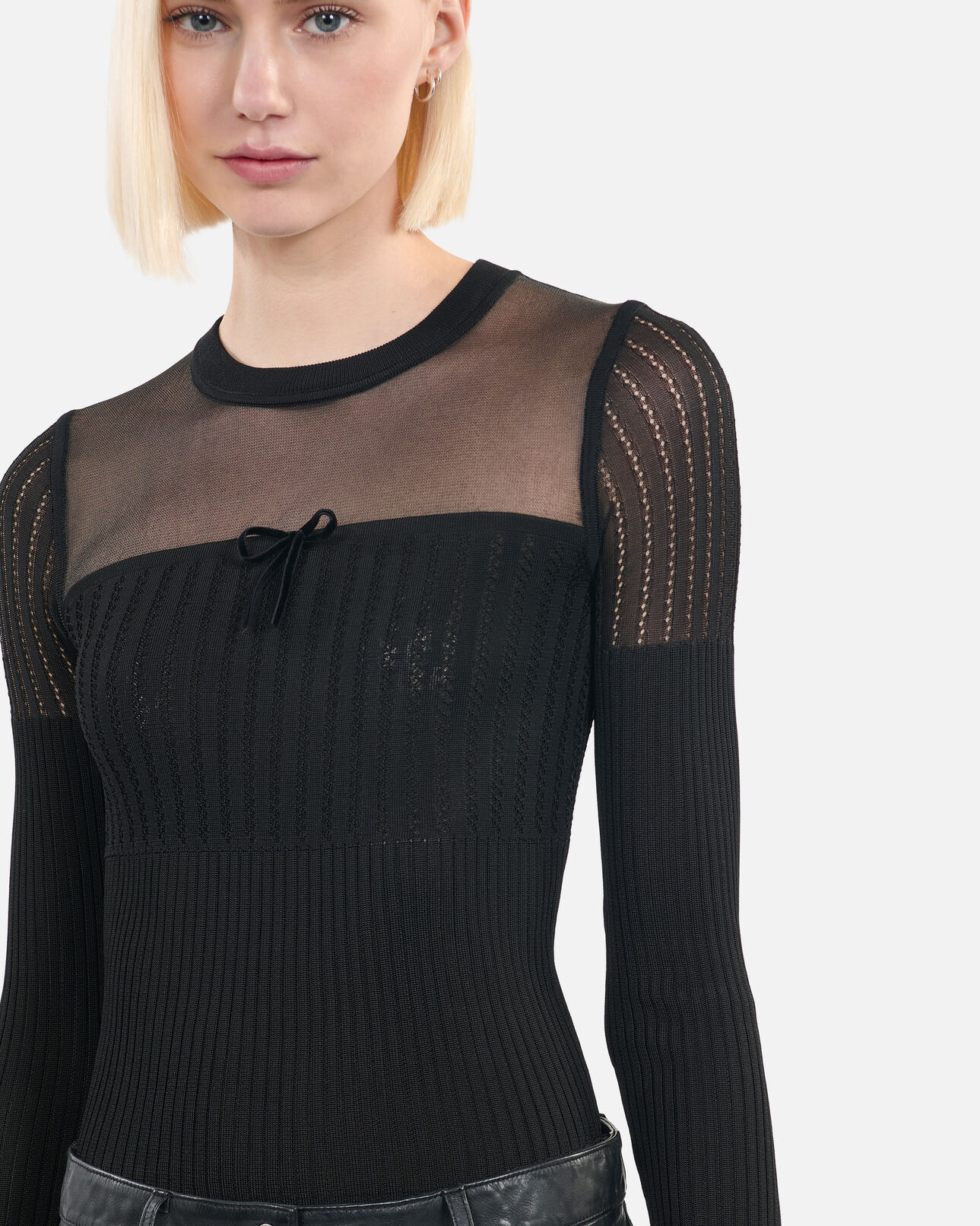 The Kooples FEMME BLACK pull en maille ajourée noir