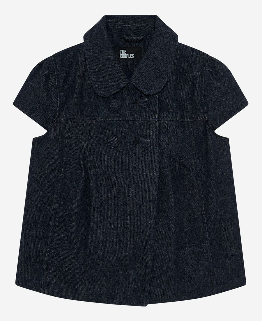 The Kooples FEMME BLUE ELECTRIC blouson manches courtes en denim bleu foncé