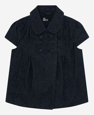 The Kooples FEMME BLUE ELECTRIC blouson manches courtes en denim bleu foncé