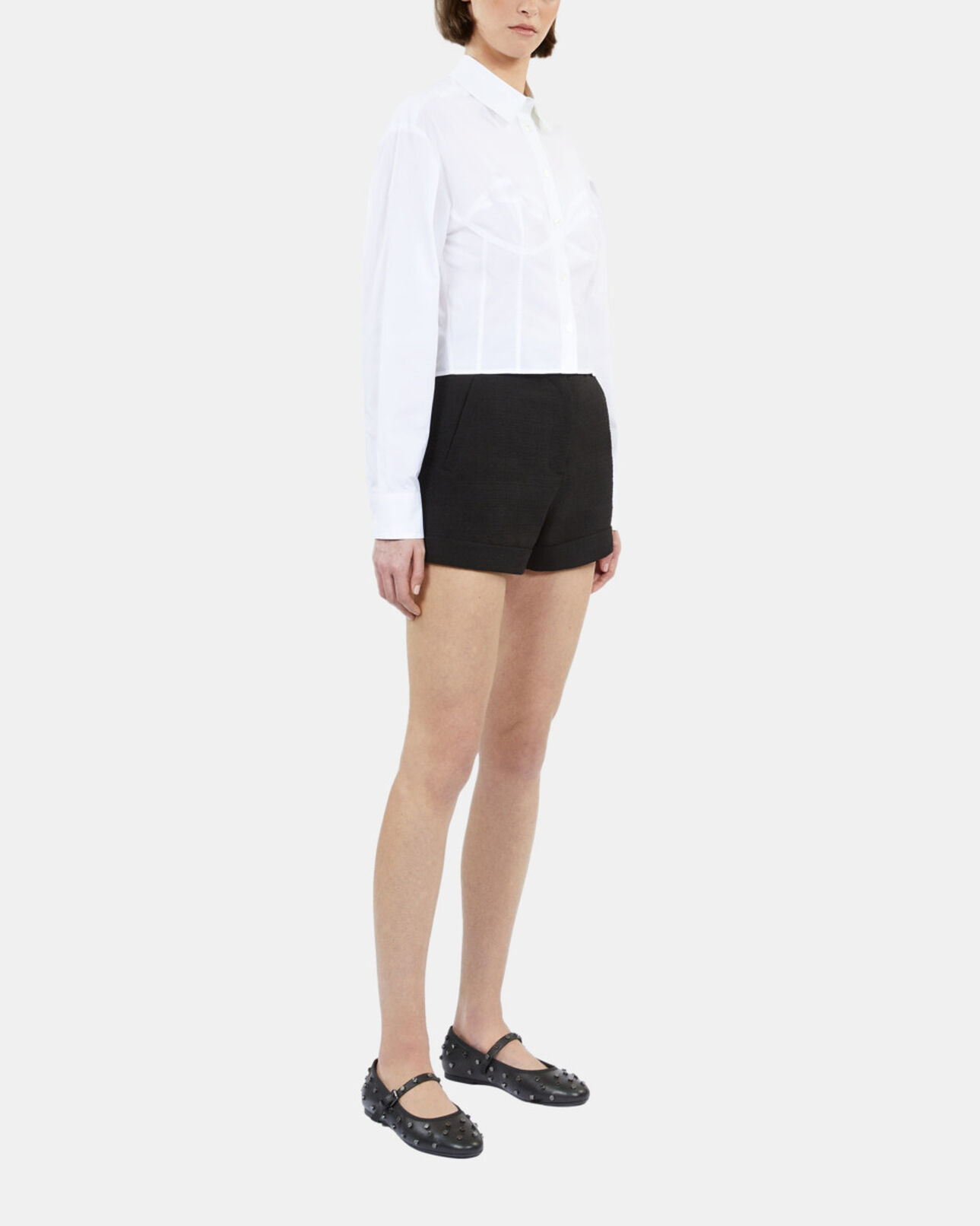 The Kooples MUJER WHITE camisa blanca pespuntes tipo corsé