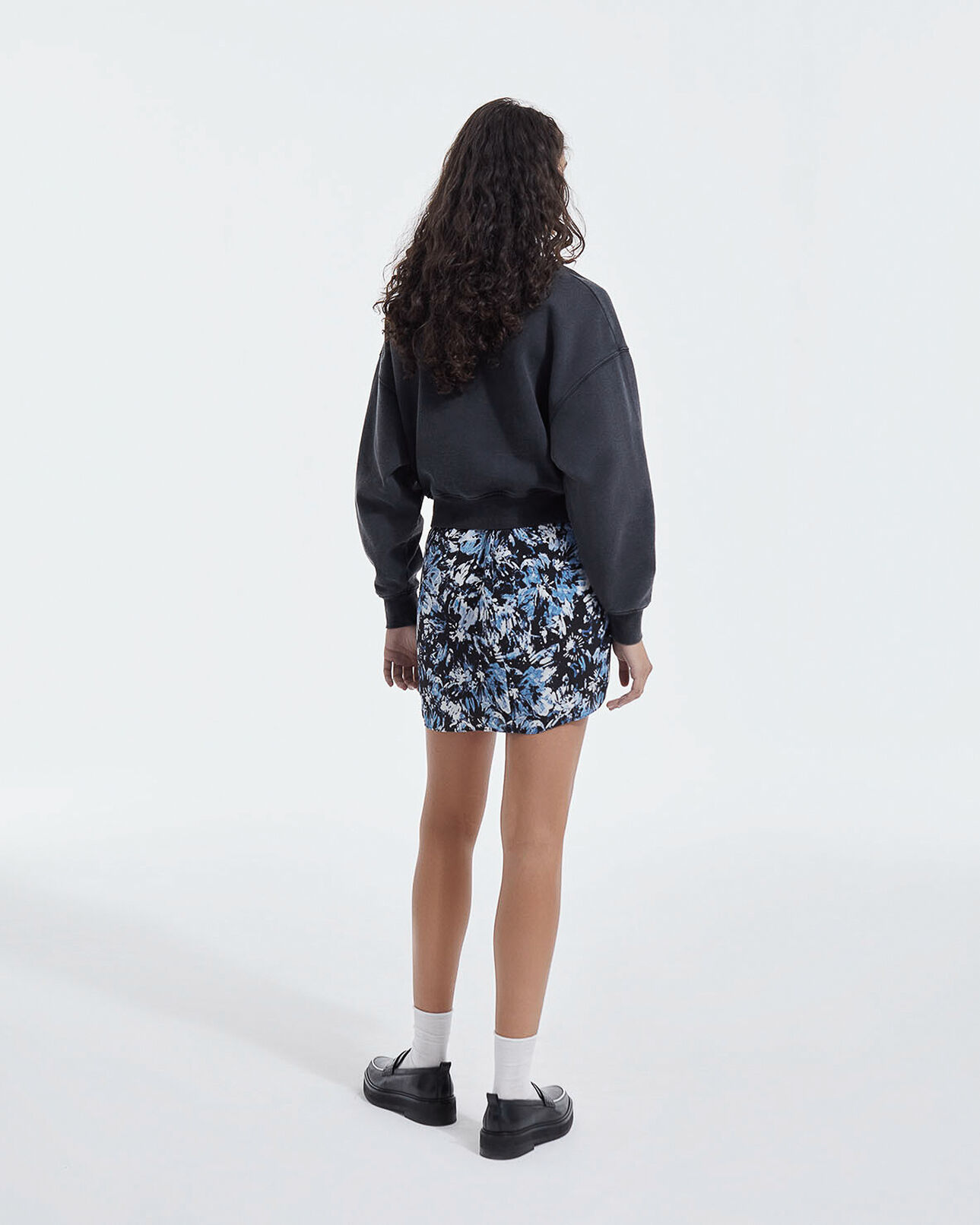 The Kooples WOMEN BLACK WASHED faded black sweatshirt with triple logo