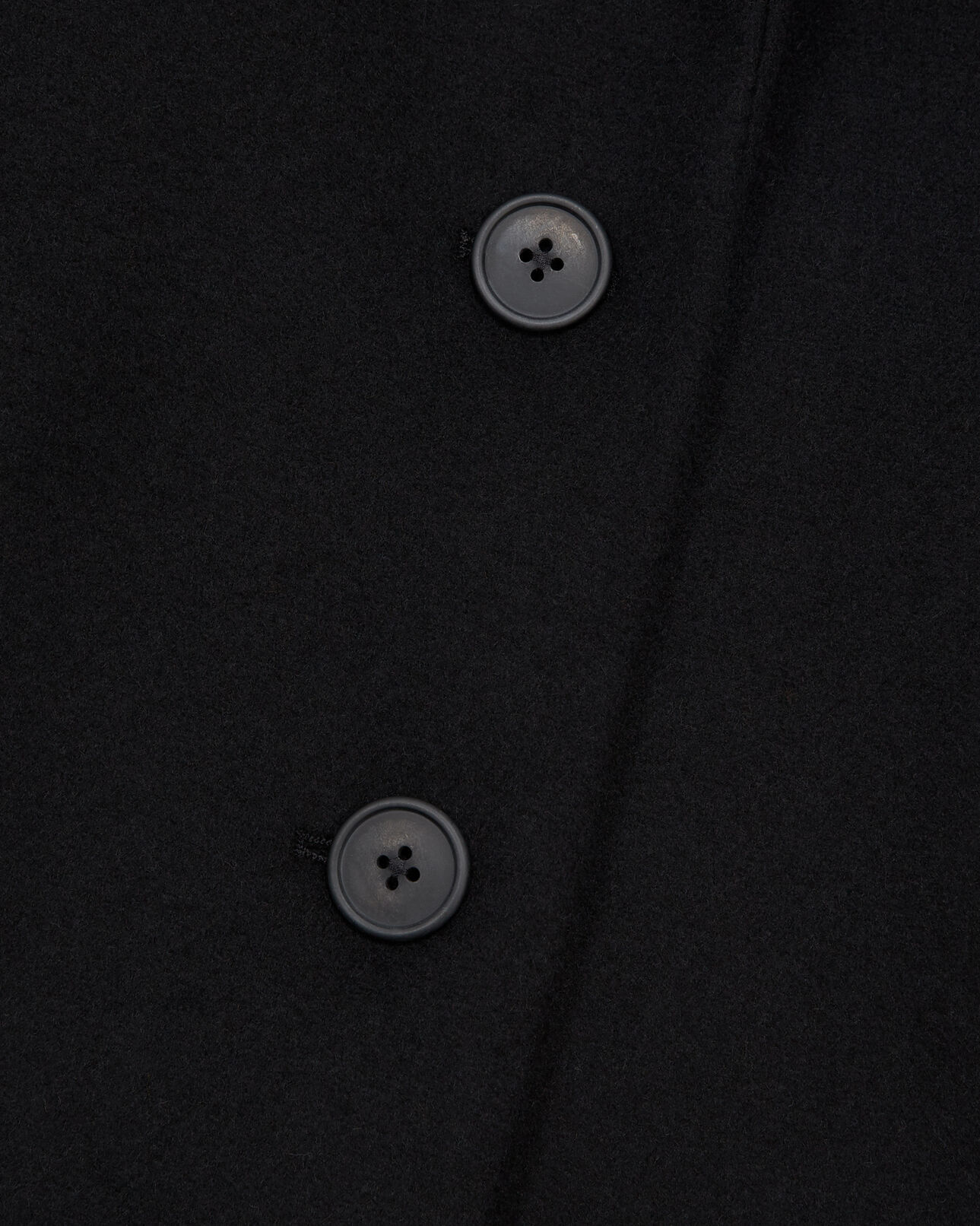 The Kooples FEMME BLACK manteau laine noir ajusté détail cuir