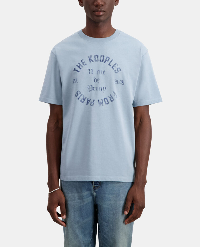The Kooples HOMME BLUE GREY t-shirt homme bleu clair avec s&eacute;rigraphie 11 rue de prony