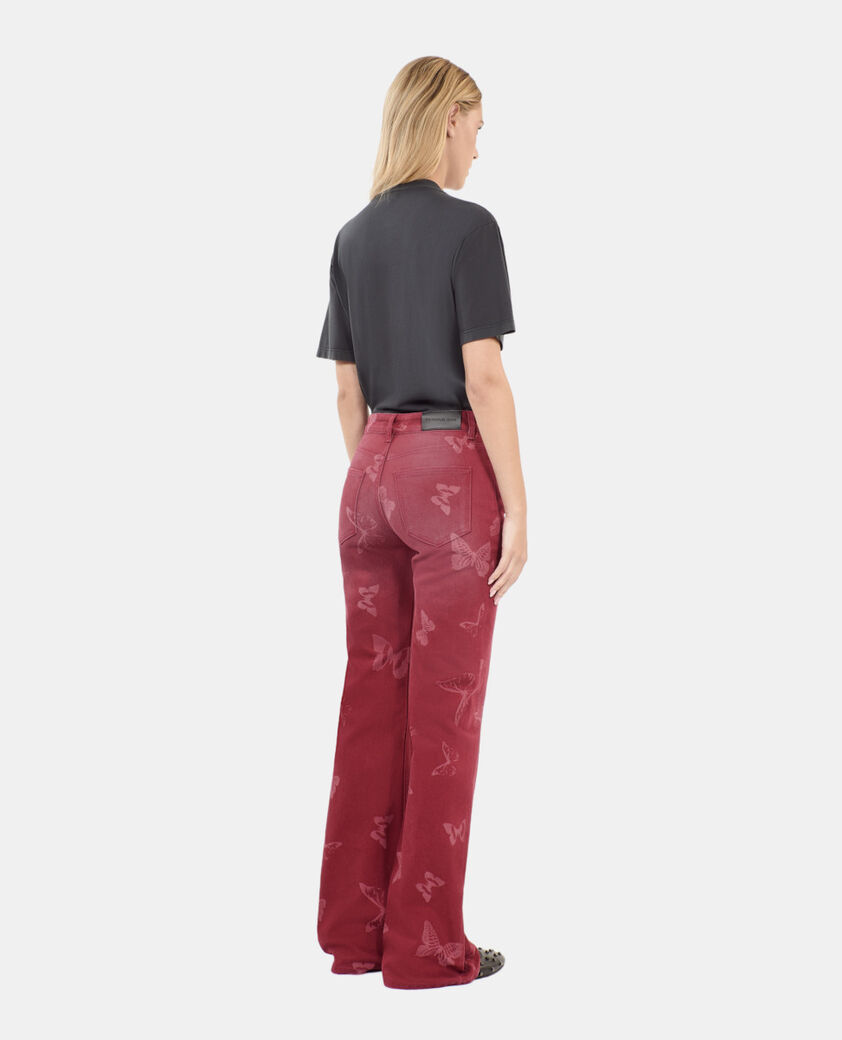 The Kooples WOMEN DARK RED butterfly print flare jeans