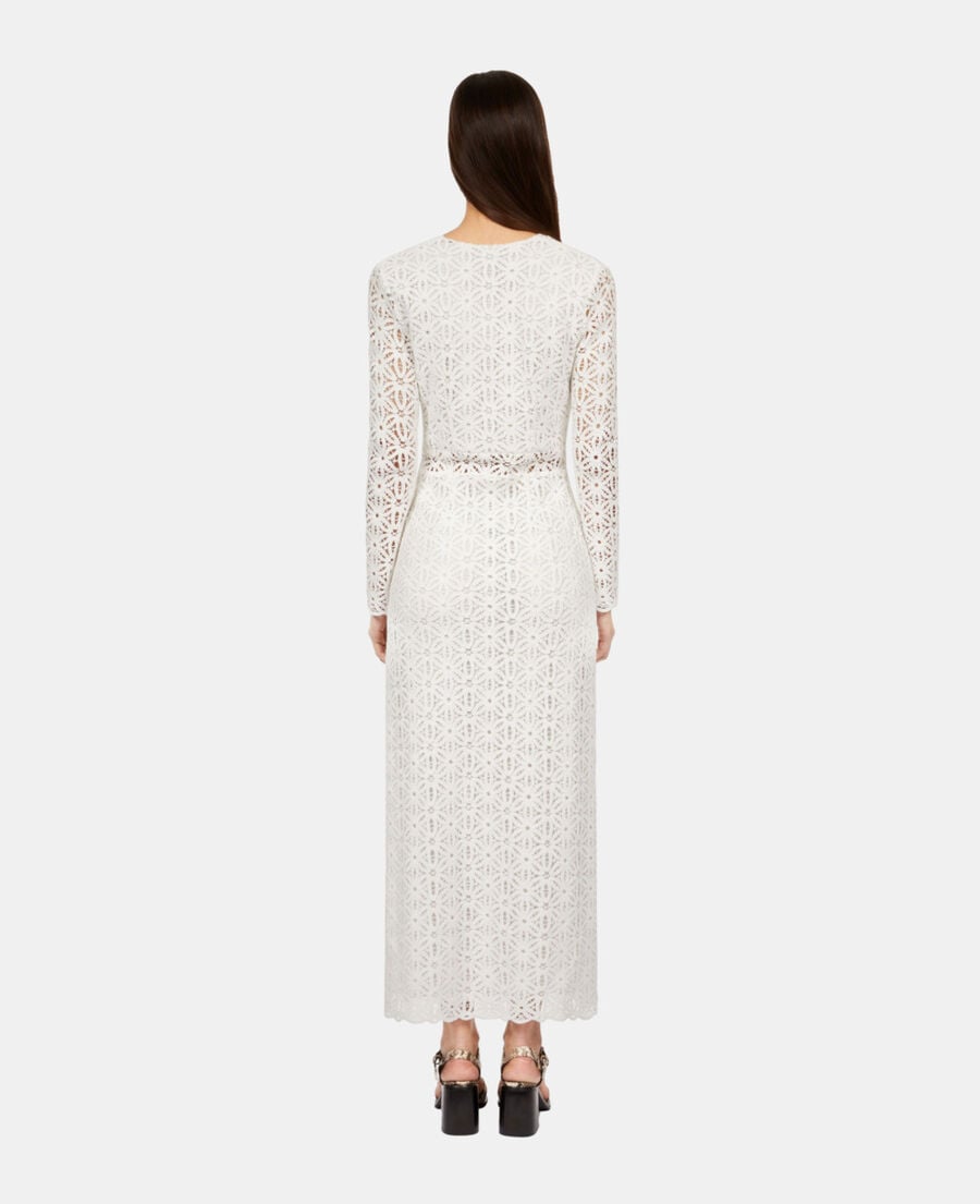 The Kooples FEMME WHITE robe longue en guipure blanche