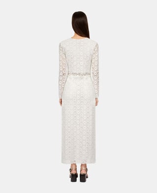 The Kooples FEMME WHITE robe longue en guipure blanche