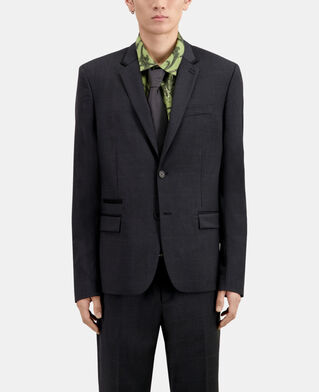 The Kooples H DARK GREY grey wool prince of wales suit jacket