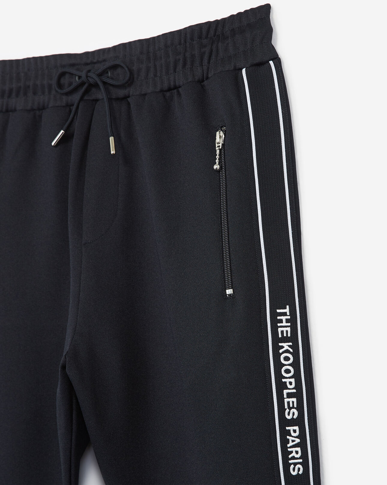 The Kooples HOMME NAVY bas de jogging skinny bleu marine avec bande rouge et logo et zip