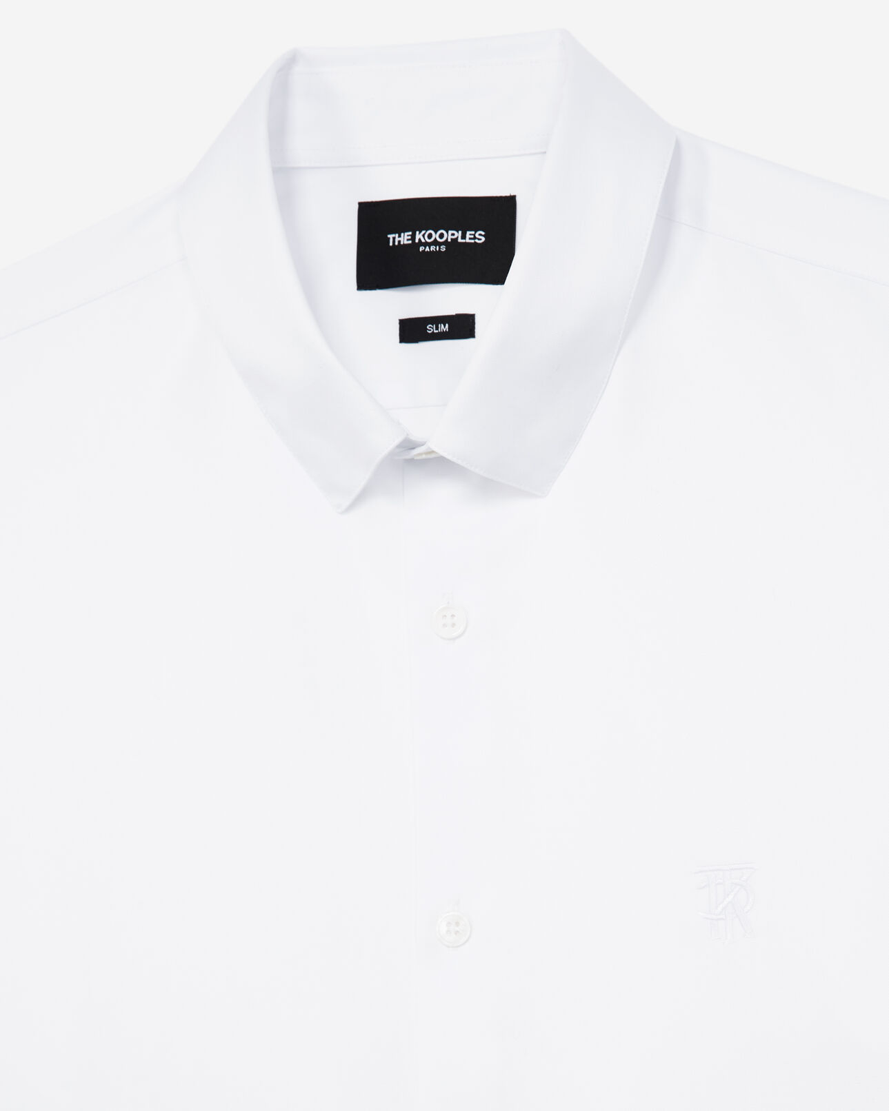 The Kooples MEN WHITE white classic-collar shirt w/embroidered logo