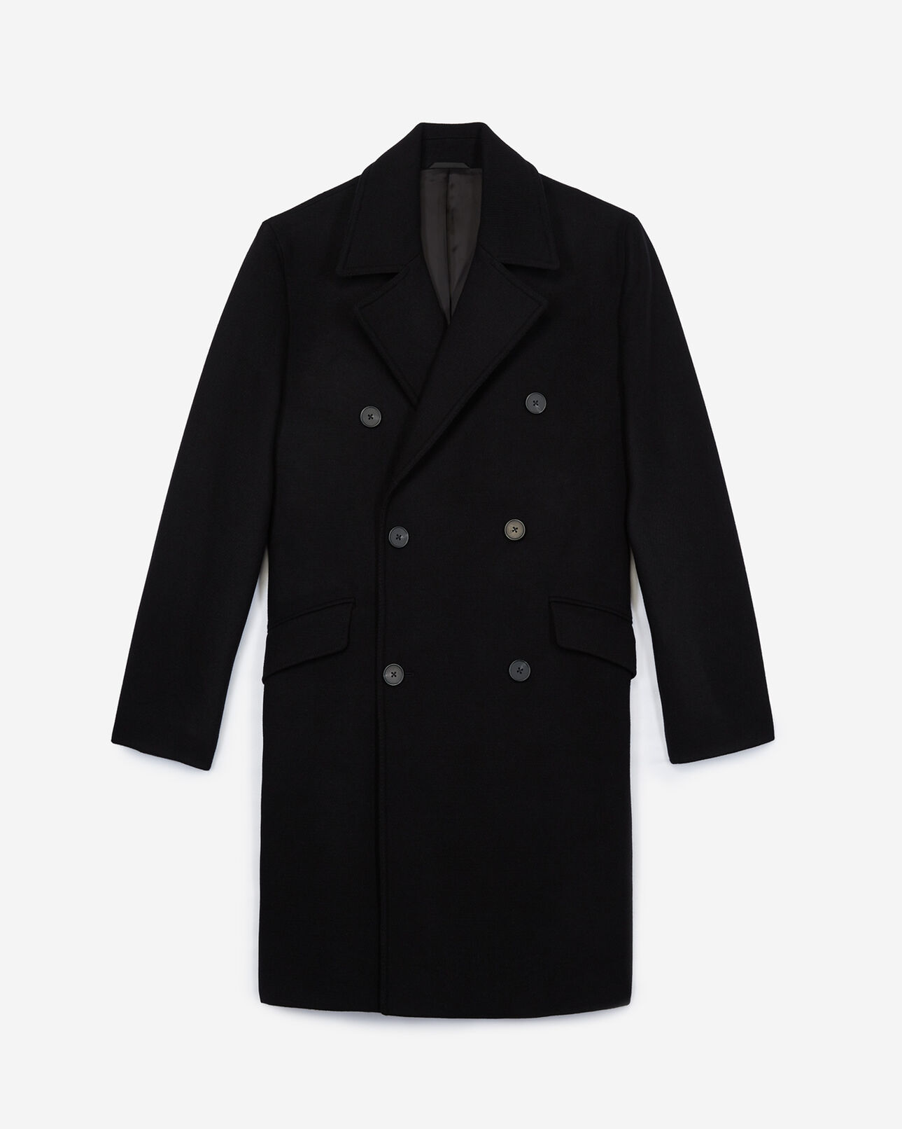 The Kooples MEN BLACK black relaxed-fit virgin wool coat