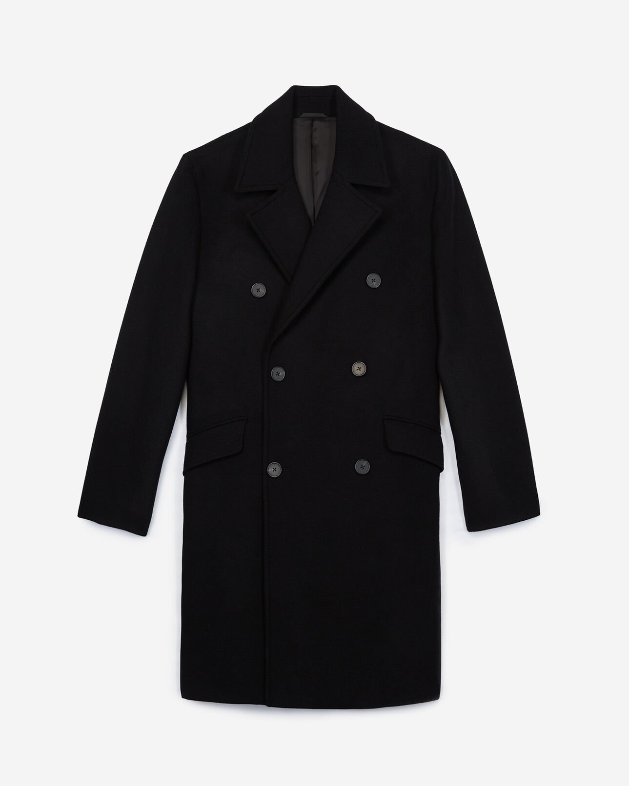 The Kooples MEN BLACK black relaxed-fit virgin wool coat