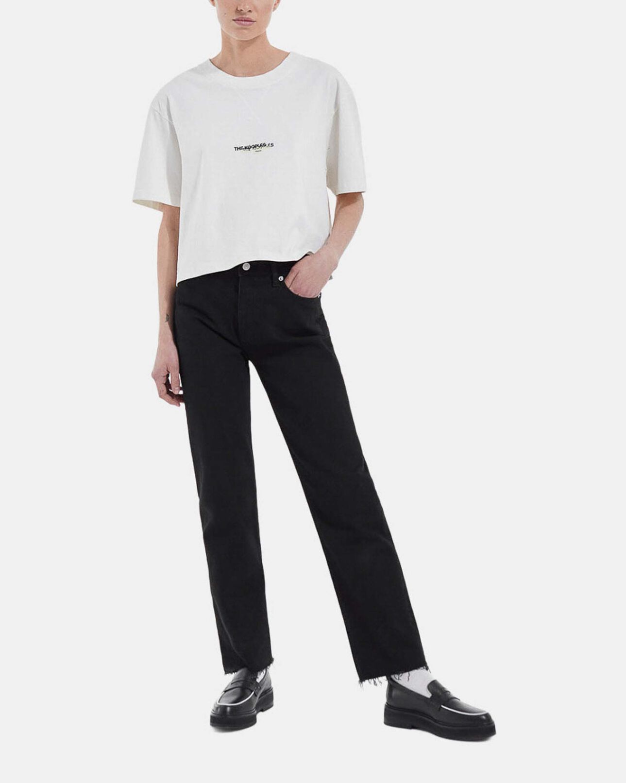 The Kooples DAMEN WHITE t-shirt ecru baumwolle dreifach logoprint
