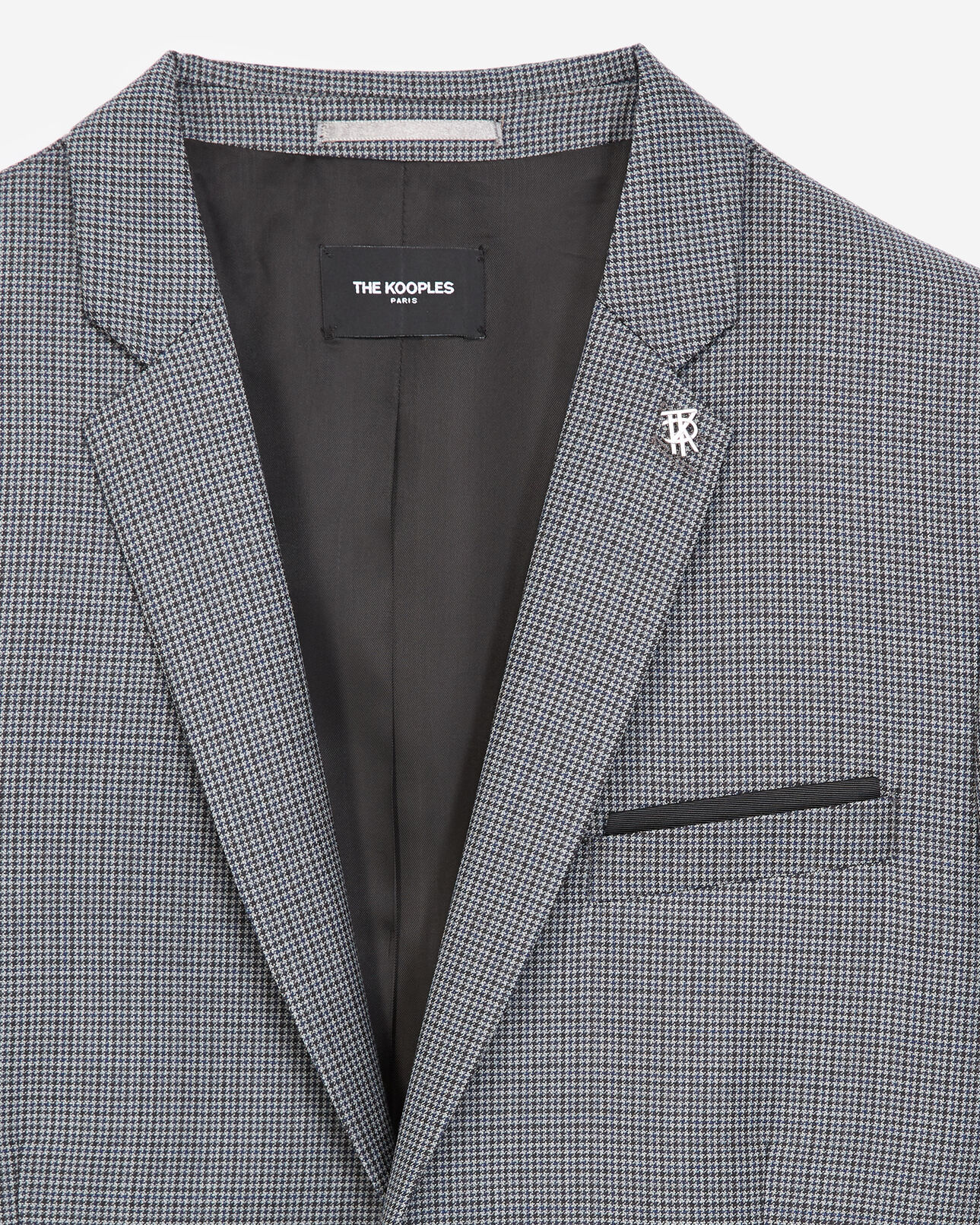 The Kooples MEN GREY grey wool jacket with houndstooth motif
