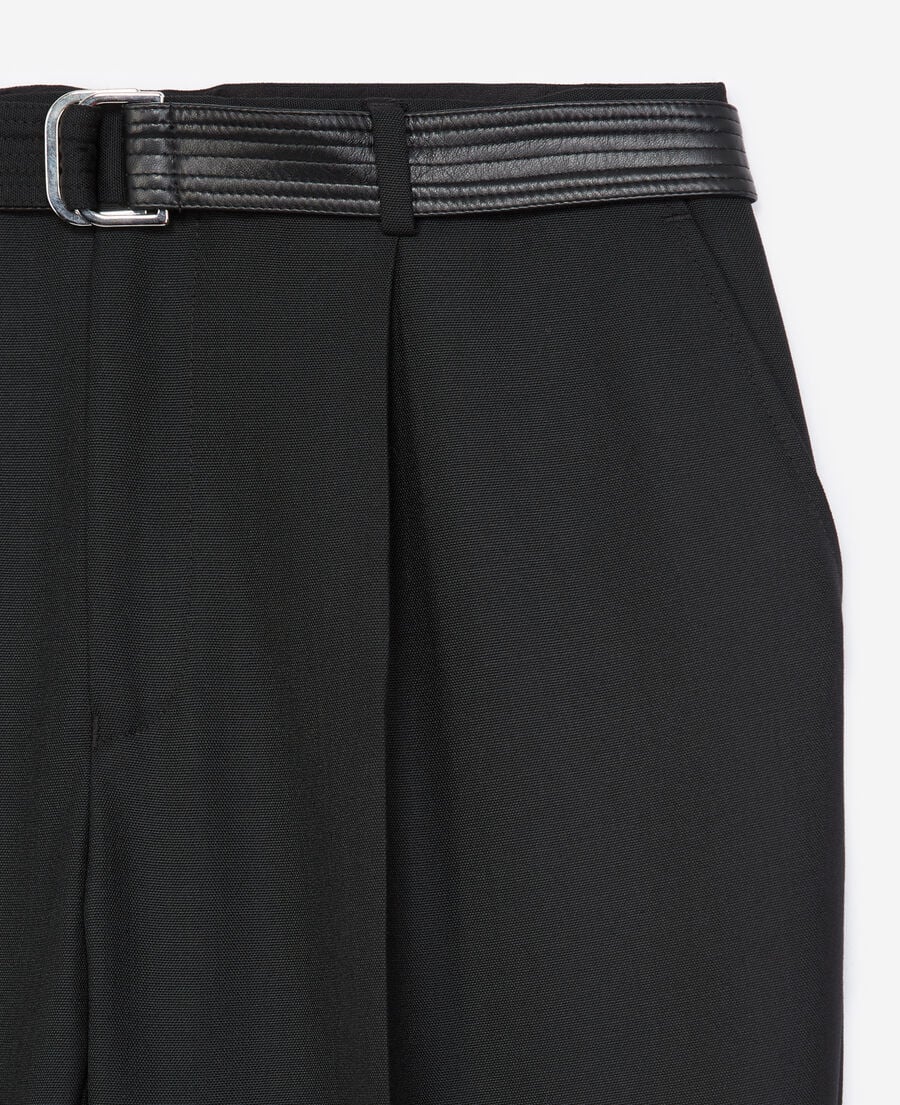 The Kooples H BLACK black suit trousers in wool with belt