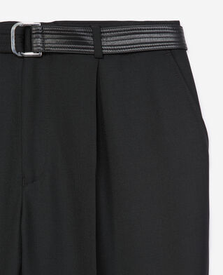 The Kooples H BLACK black suit trousers in wool with belt