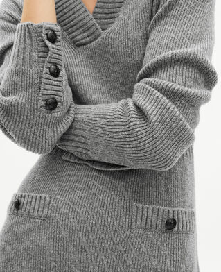 The Kooples FEMME LIGHT GREY robe longue en laine grise