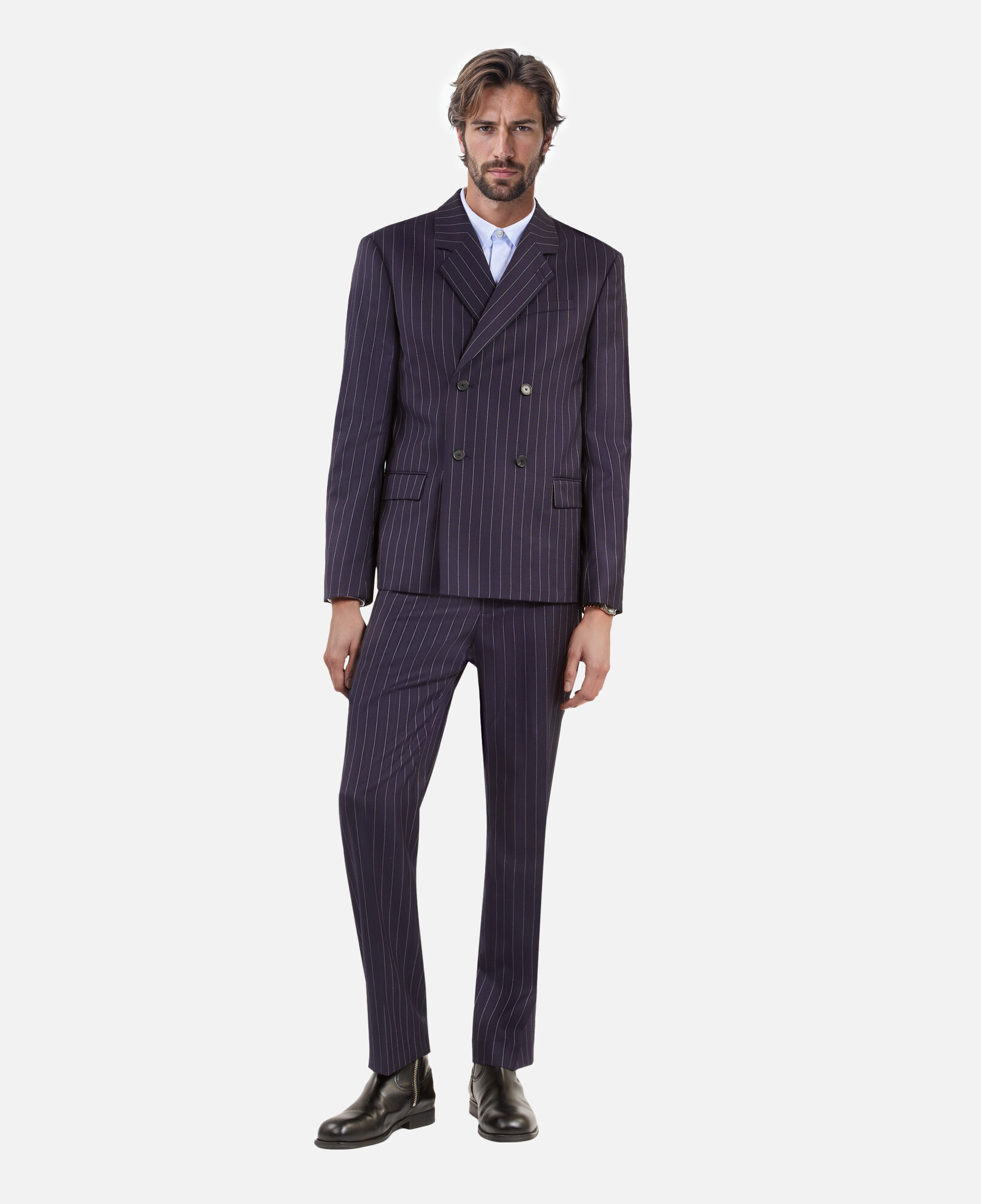 The Kooples MEN DARK NAVY blue striped suit jacket