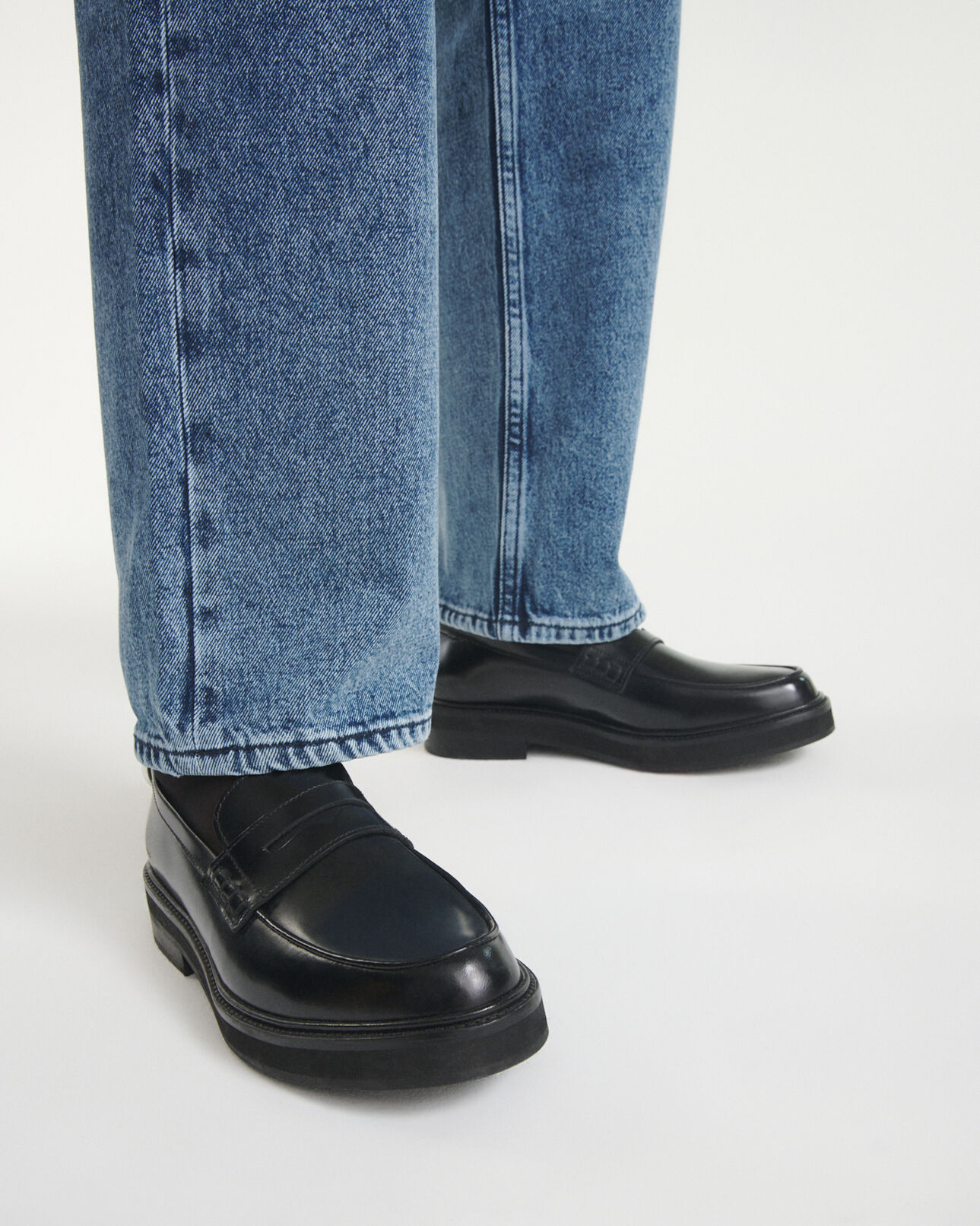 The Kooples DAMEN BLACK mokassins schwarz glacé-leder dick