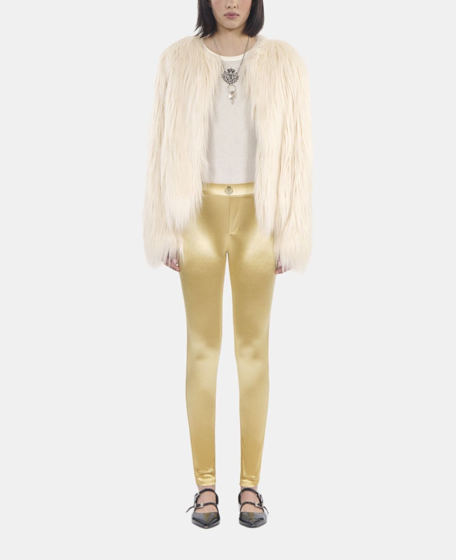 The Kooples F ANTIC GOLD golden satin leggings