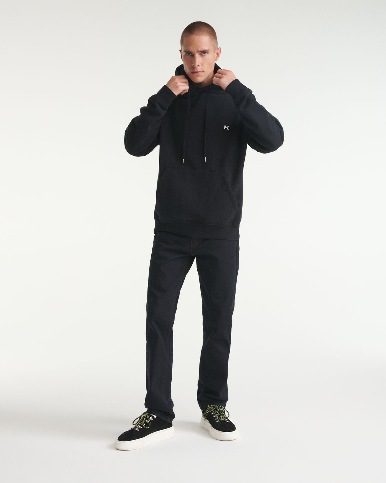 The Kooples HOMME BLACK sweat capuche noir imprimé eclipse dos
