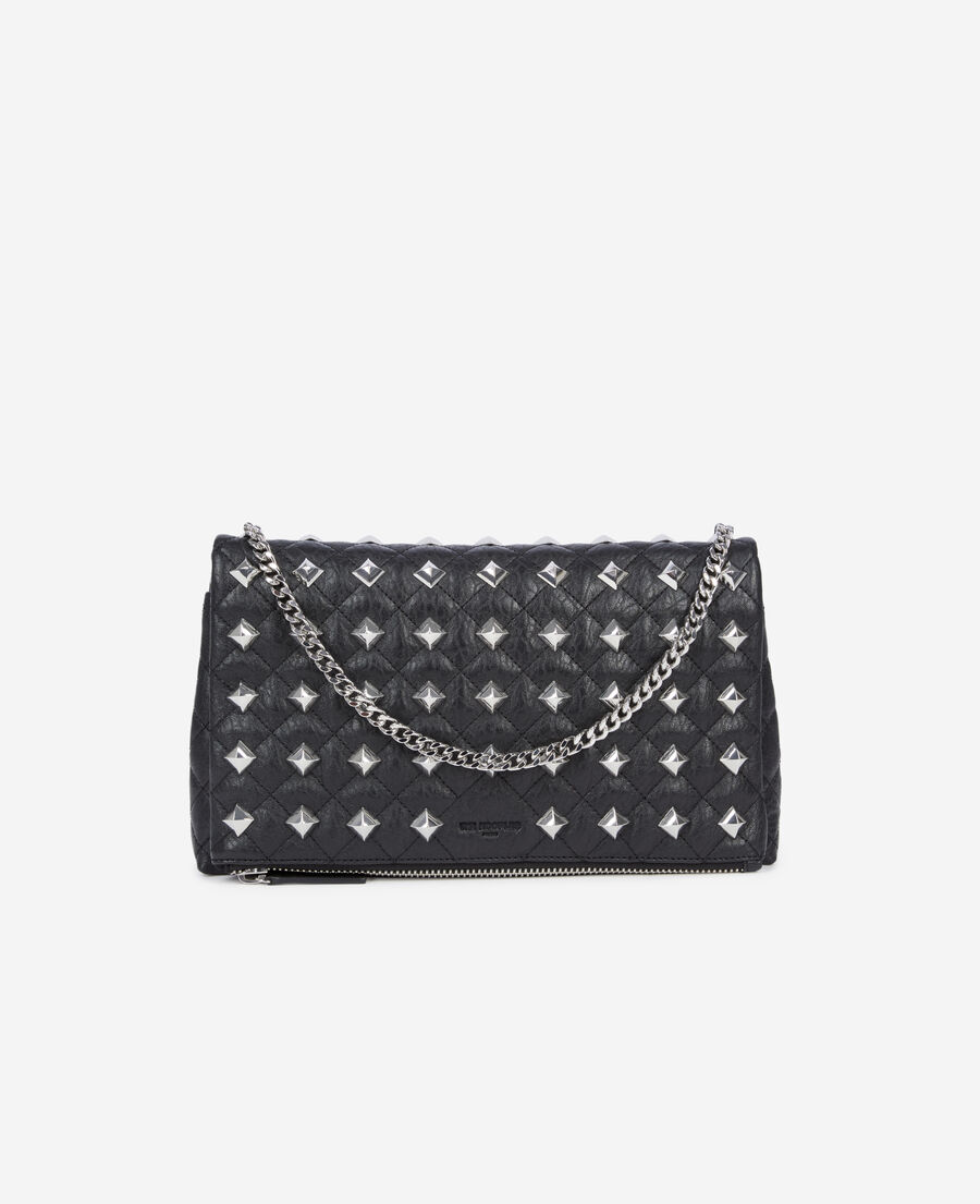 The Kooples FEMME BLACK pochette h&eacute;ritage medium en cuir noir