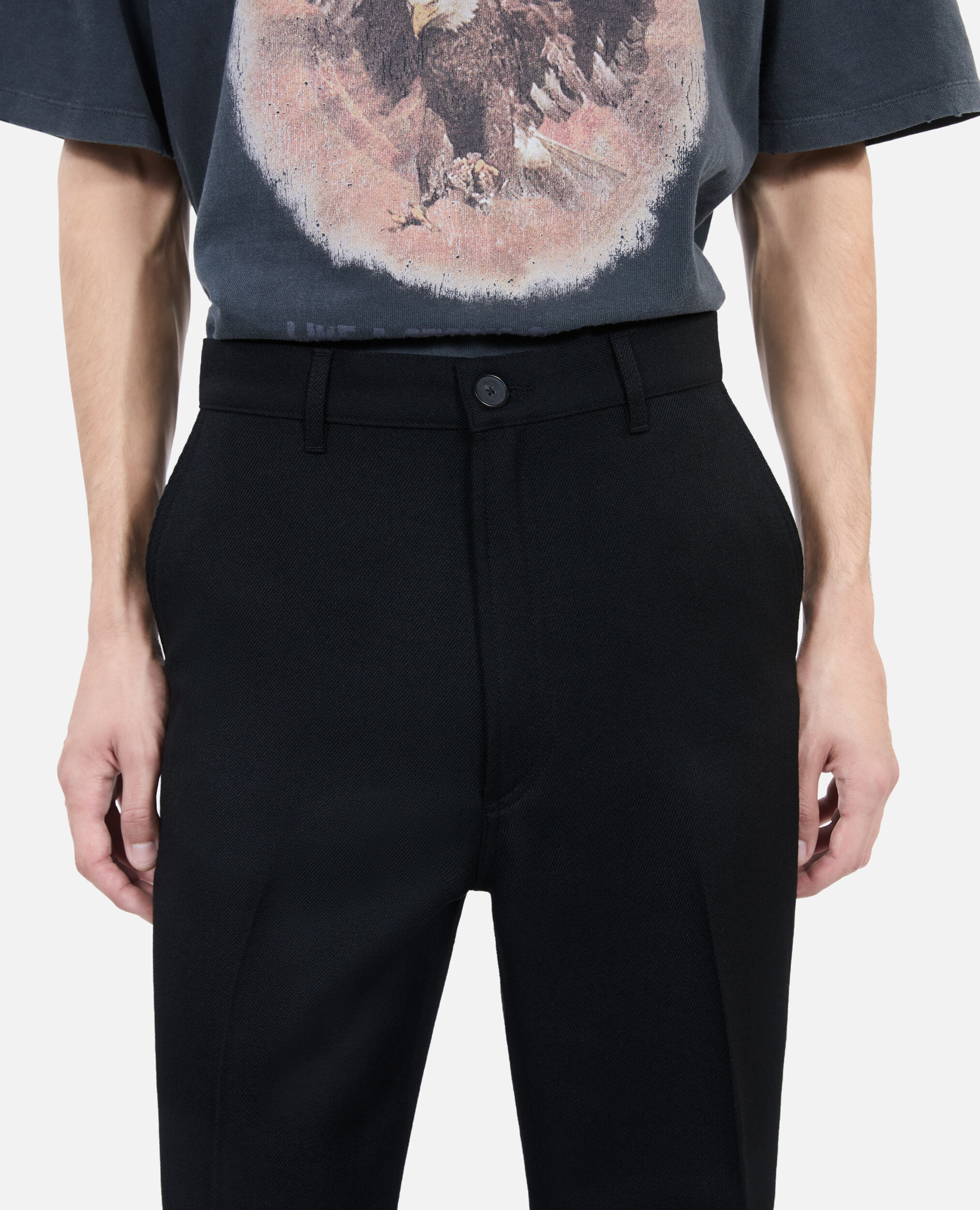 Black wool trousers, BLACK, hi-res image number null