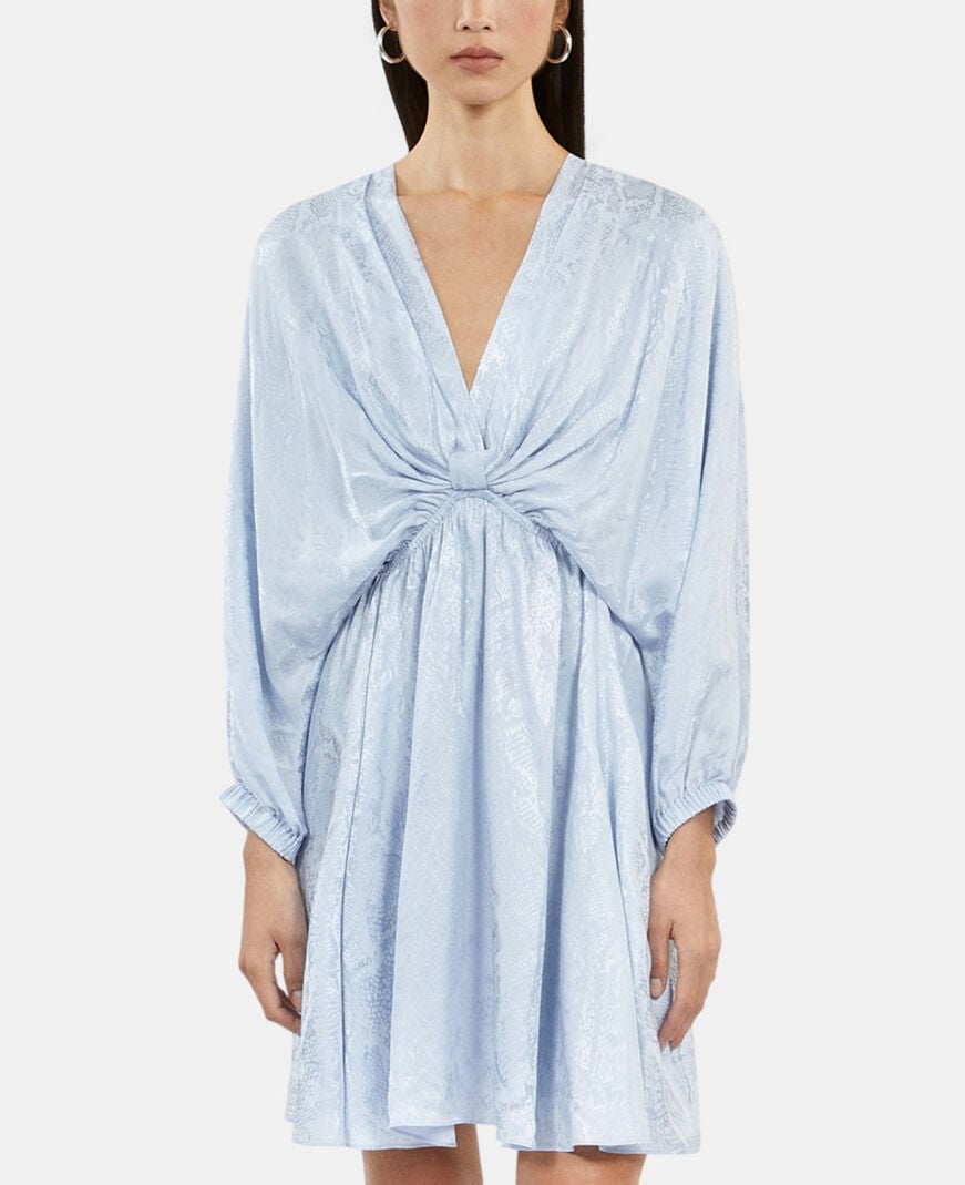 The Kooples F LAVENDER short blue python jacquard dress with draping