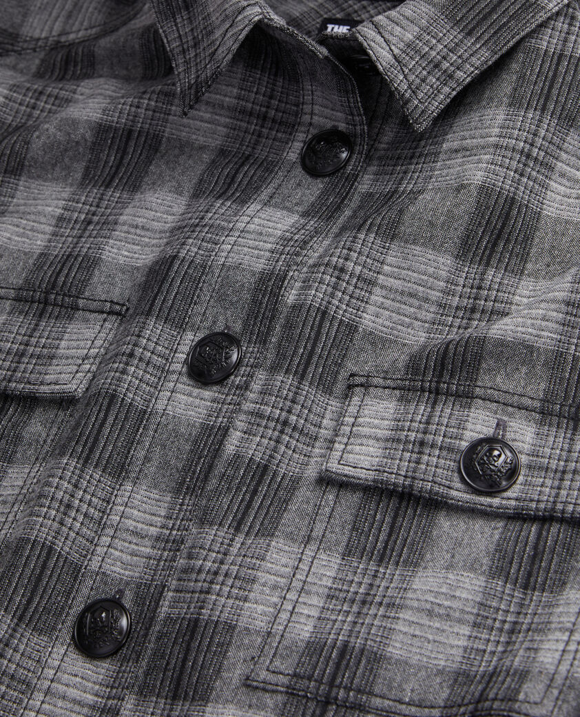 The Kooples FEMME GREY BLACK robe chemise courte à carreaux gris