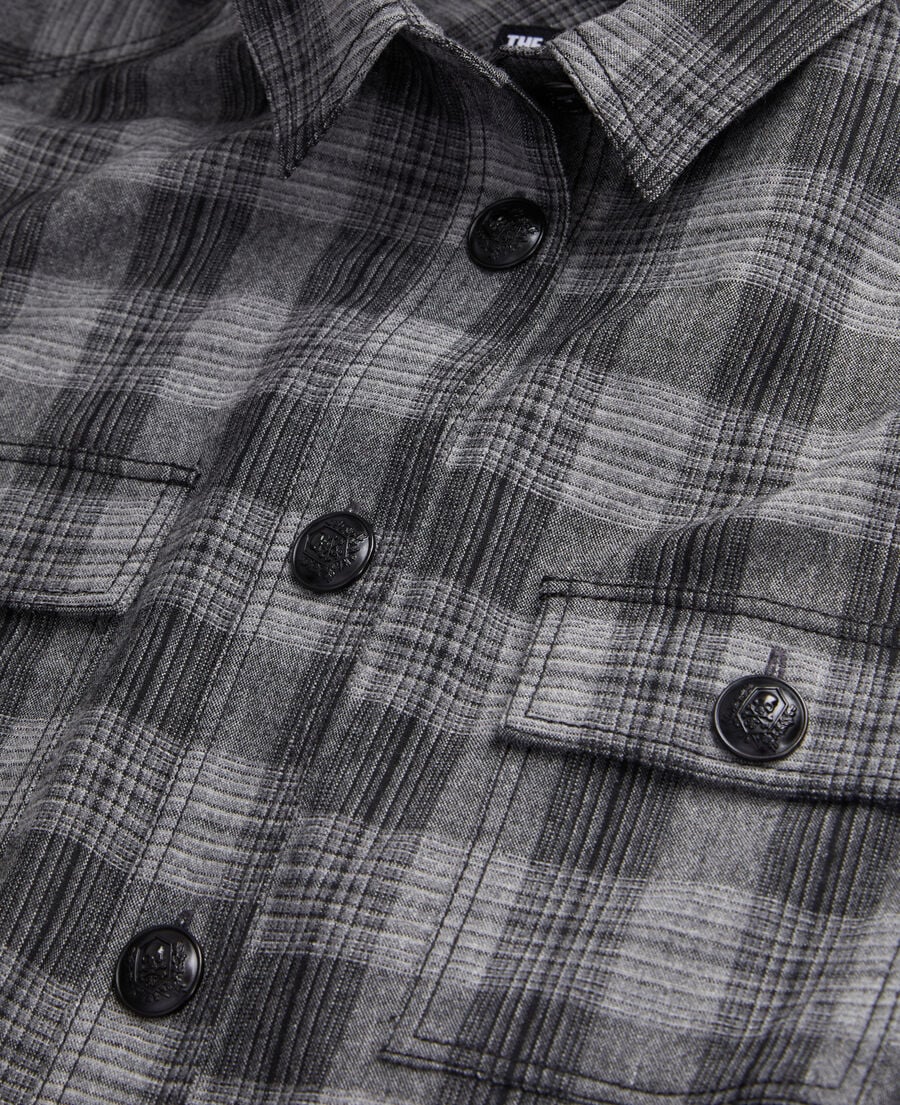 The Kooples FEMME GREY BLACK robe chemise courte à carreaux gris