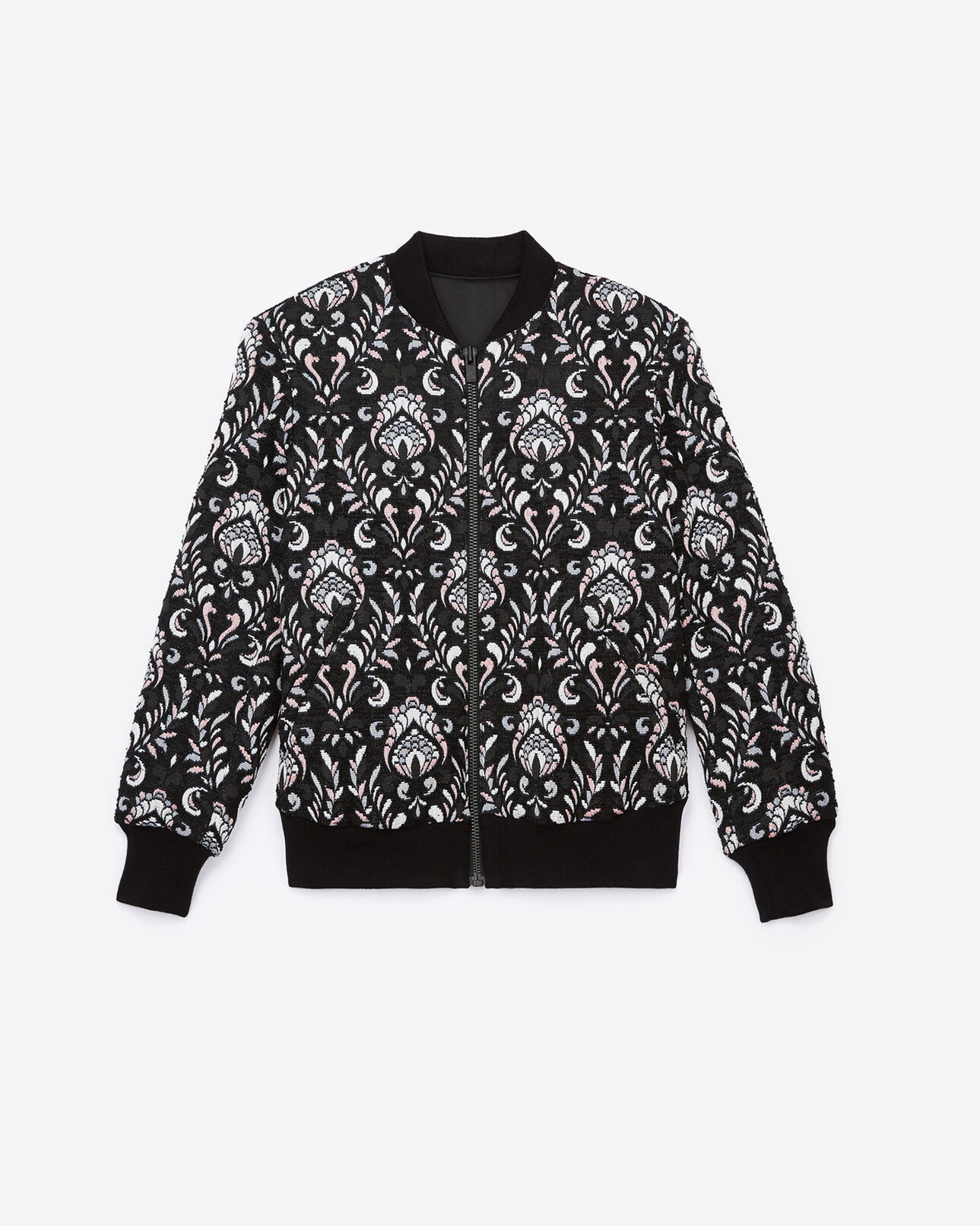The Kooples WOMEN MULTICOLOR jacquard foliage bomber jacket