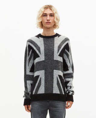 The Kooples HOMME BLACK GREY pull drapeau anglais noir
