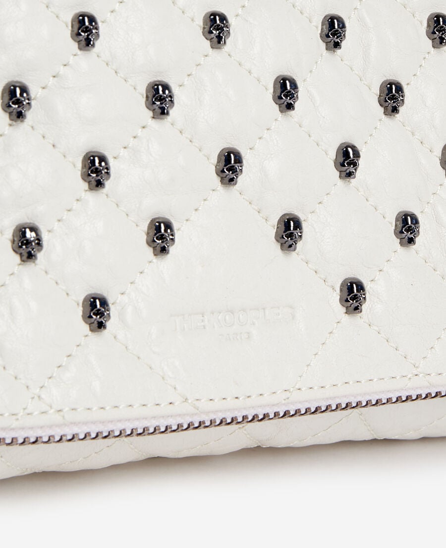 The Kooples WOMEN OFF WHITE heritage small white leather pouch with skulls