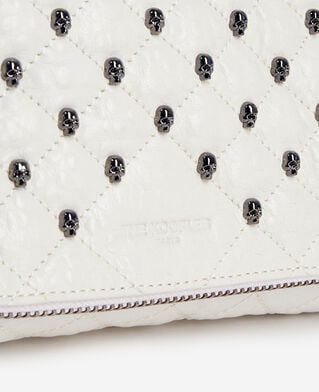The Kooples WOMEN OFF WHITE heritage small white leather pouch with skulls