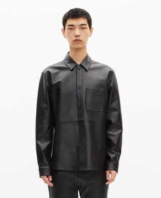 The Kooples H BLACK black leather shirt