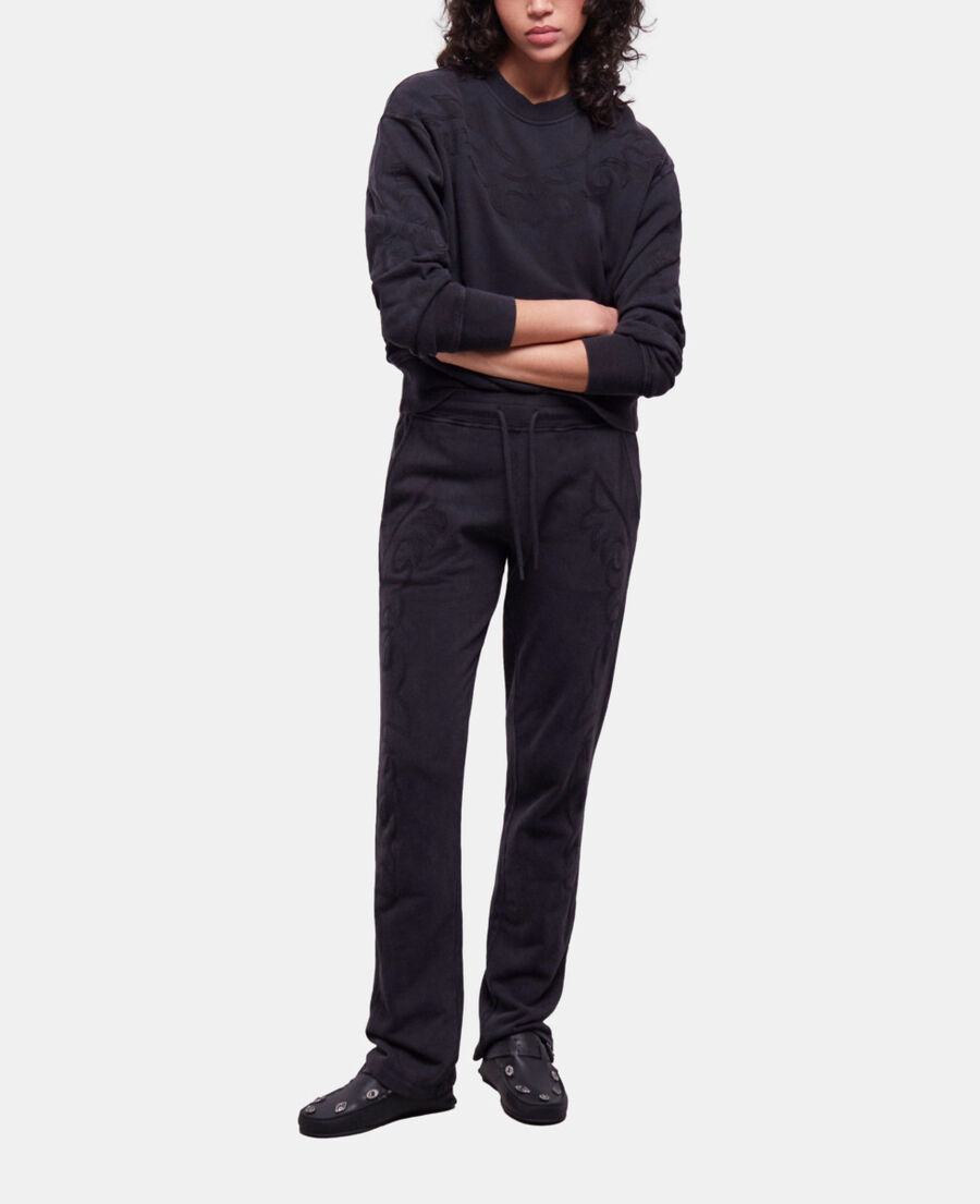 The Kooples WOMEN BLACK WASHED black sweatshirt with western-style embroidery