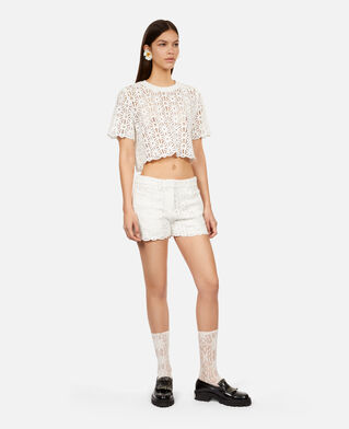 The Kooples WOMEN WHITE white guipure shorts
