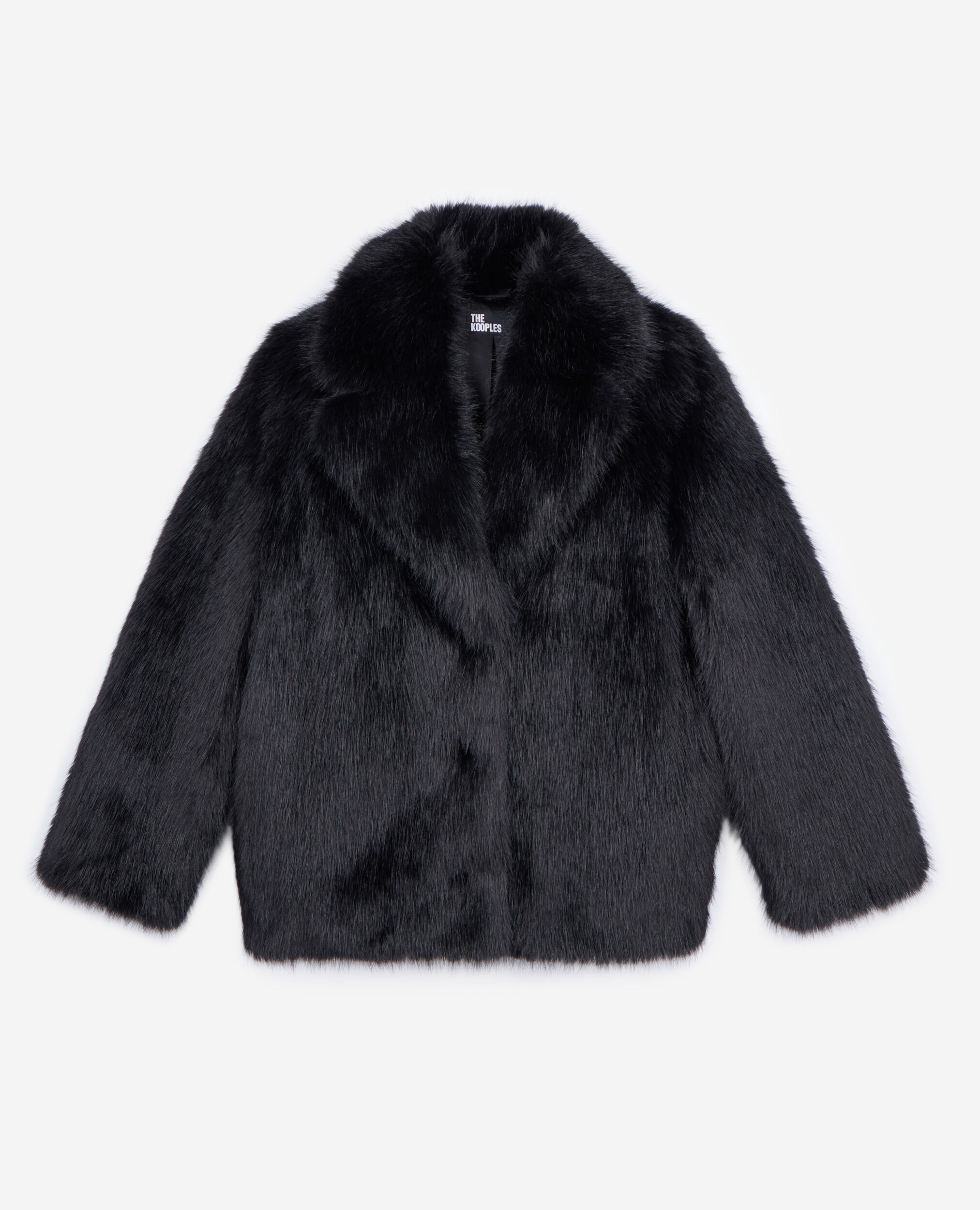 Manteau effet fourrure noir