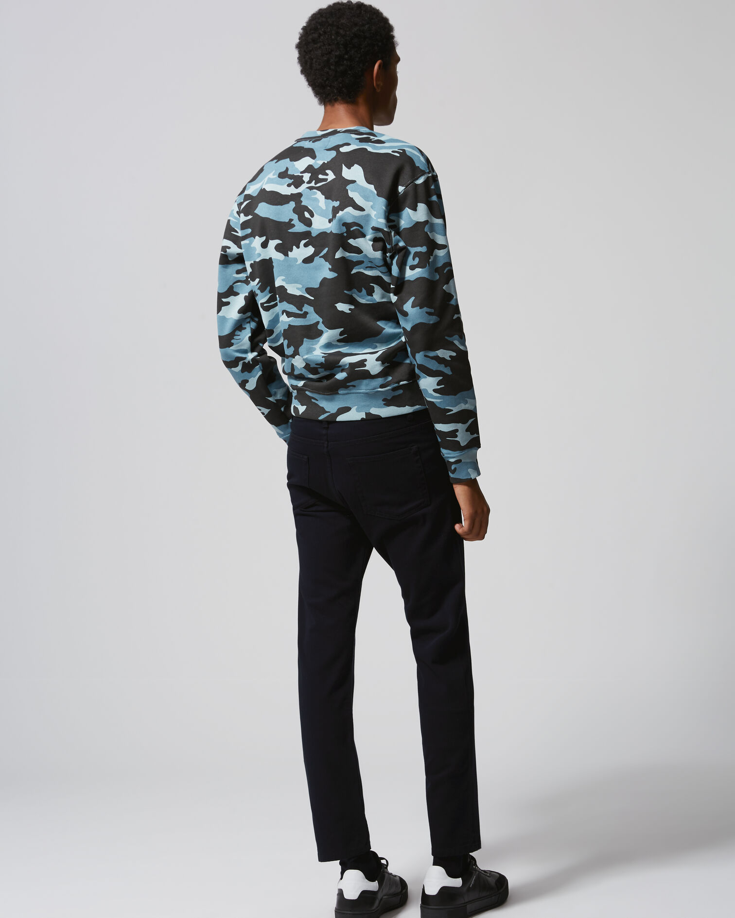 Denim-effect navy blue chinos, NAVY, hi-res image number null