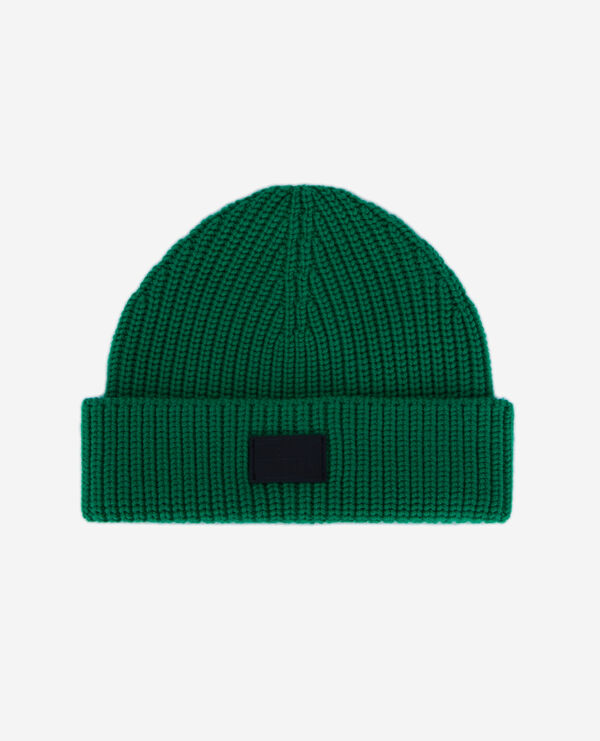 gerippte grüne mütze aus wolle