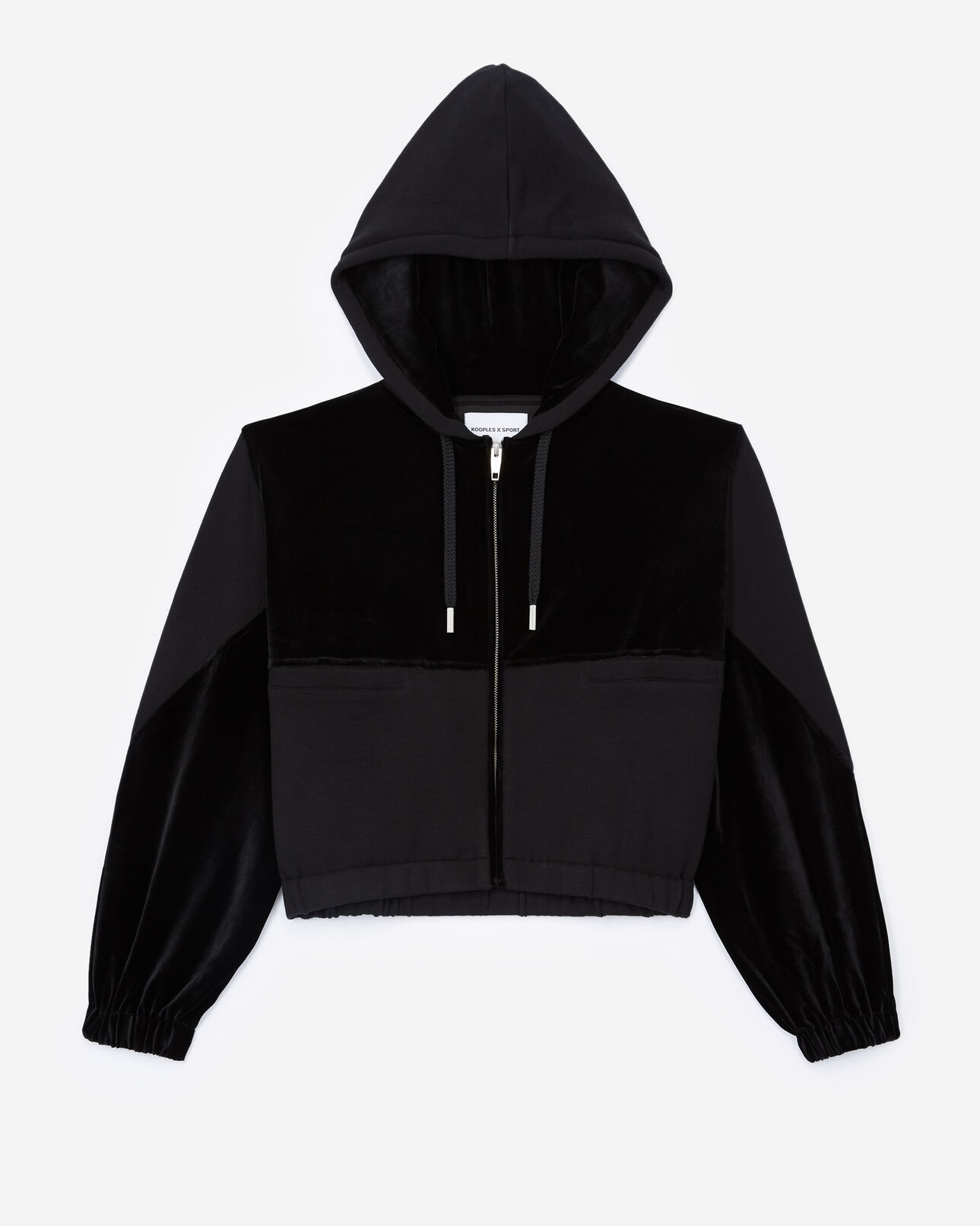 The Kooples WOMEN BLACK zipped dual-fabric black sweatshirt