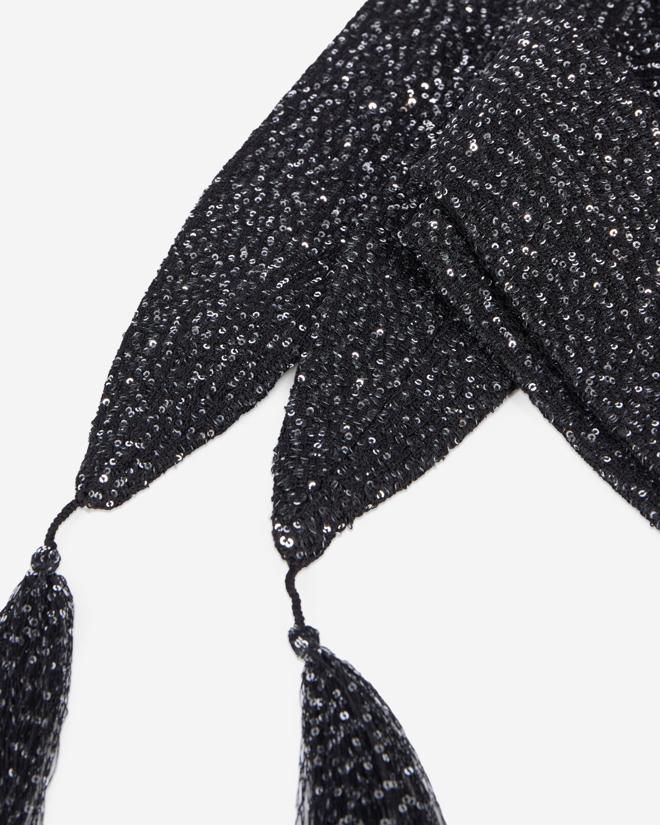 The Kooples FEMME BLACK écharpe fine à sequins en maille noire