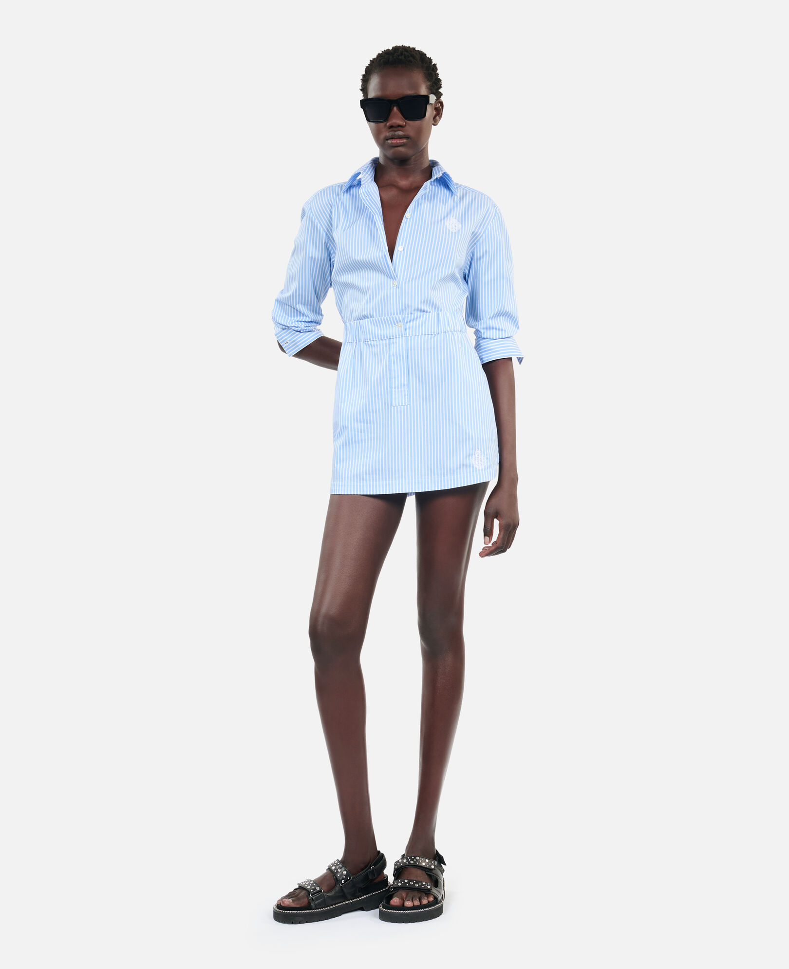 The Kooples WOMEN BLUE WHITE short striped skirt