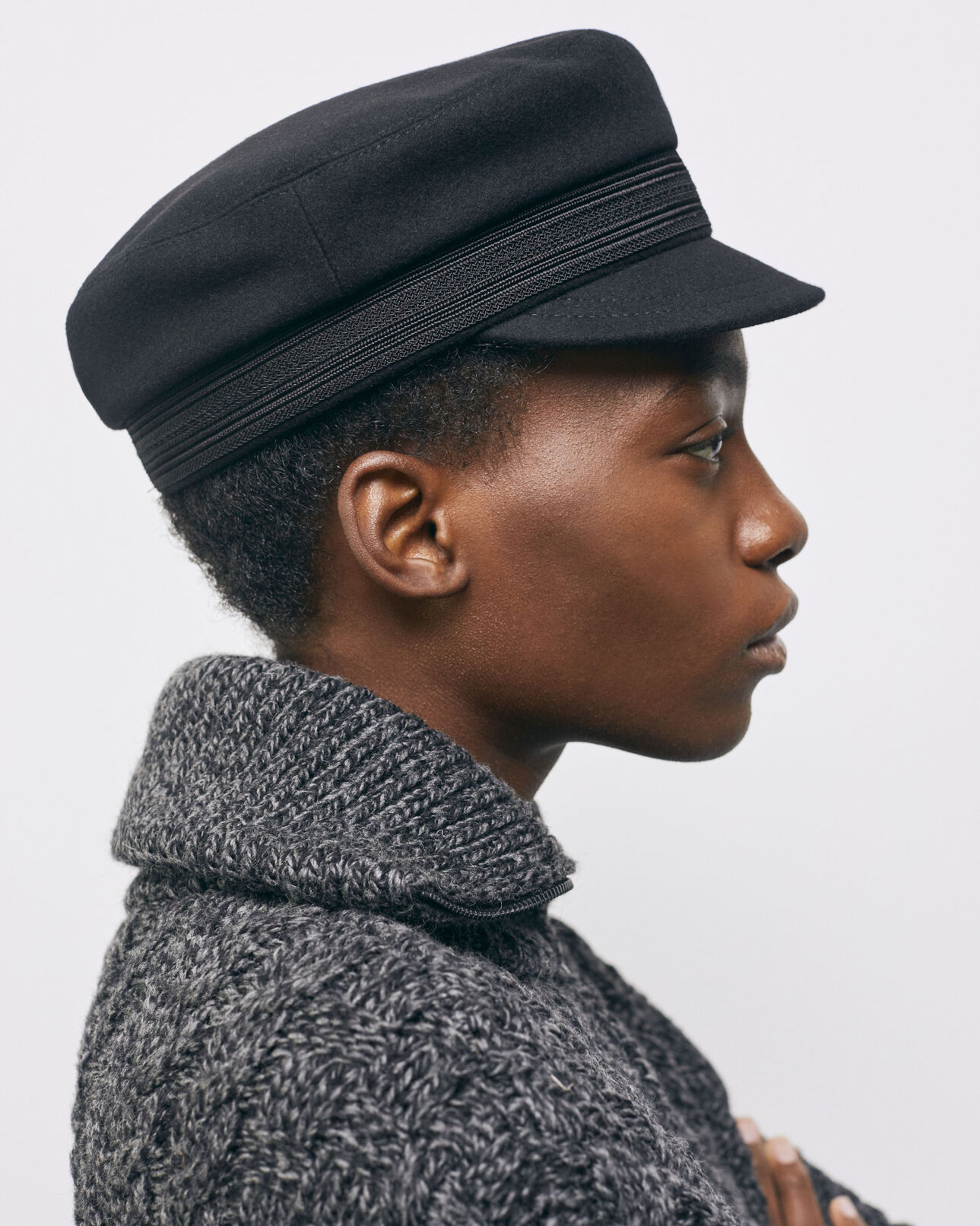 The Kooples MIXED BLACK black wool cap